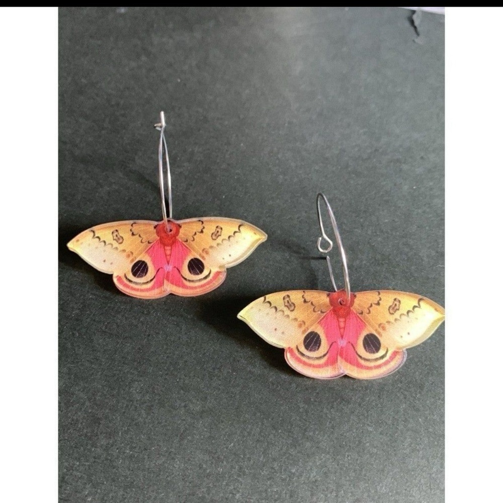Butterfly Wing Earrings in Pink and Yellow